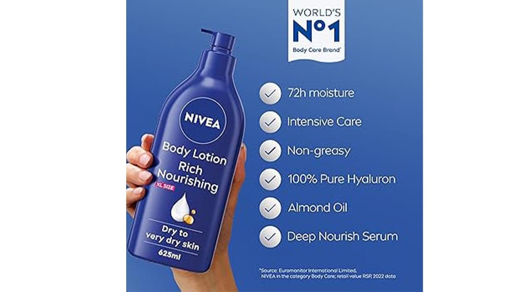 NIVEA Body Lotion for Dry to Very Dry Skin, Rich Nourishing, 5in1 Complete Care, 72H Intense Moisture, 625ml - Thumbnail 2